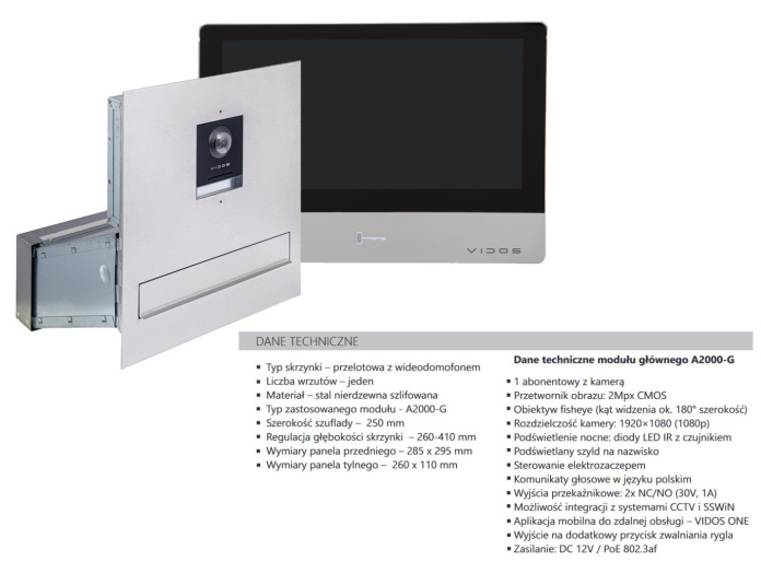 Zestaw wideodomofonu IP skrzynka na listy Vidos M2020-S2401-SKP